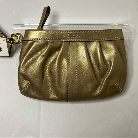 Coach Ergo Leather pleated large wristlet bronze contemporary - Picture 2 of 9